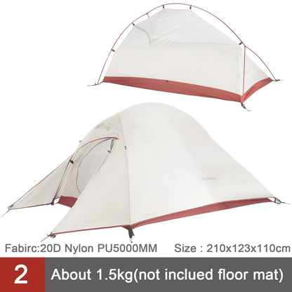 Ultralight 2-Person Backpacking Tent 20D Nylon Waterproof White