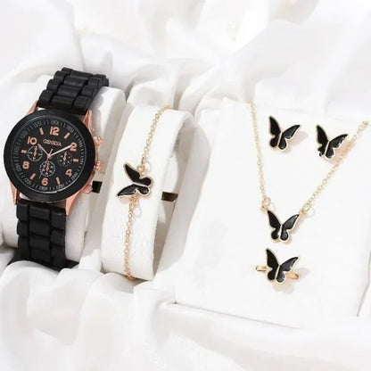 Womens Watch Jewelry Bracelet Ring Set (BK-HD)