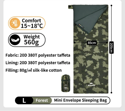 Camouflage Ultralight Waterproof Sleeping Bag  Splicable 3-Season Green