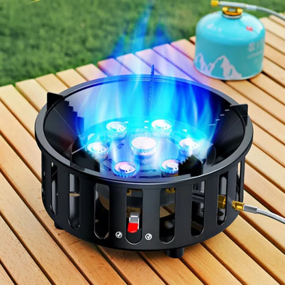 7-Core High-Power Camping Gas Stove Black