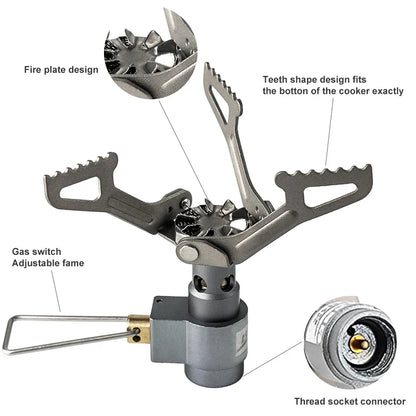 Titanium Outdoor Gas Stove 2700W Mini Camping Burner Silver