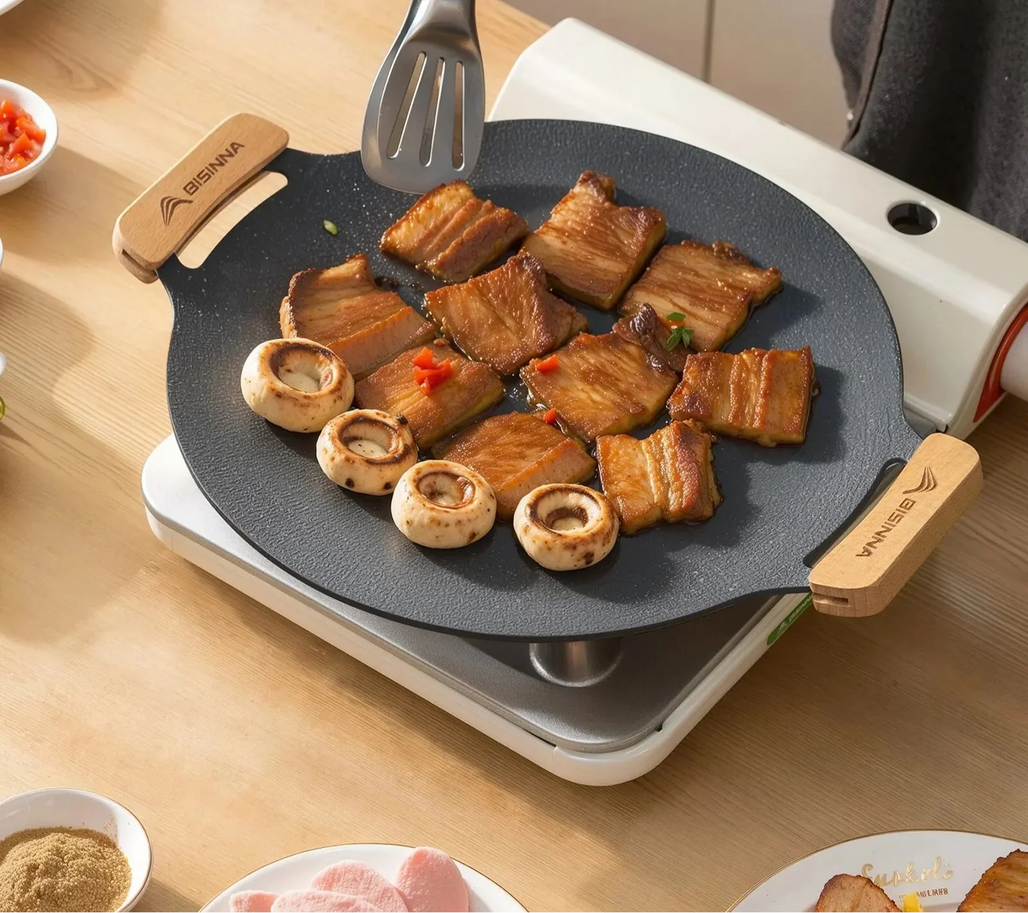 34CM Non-Stick Outdoor BBQ Grill Pan Roasting Plate Black