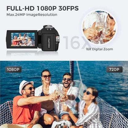 Digital HD Camera with Rotating Screen with 32G Card Black