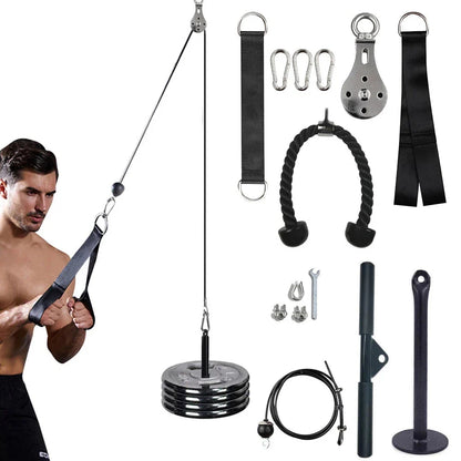 Fitness Pulley Cable Machine System Black