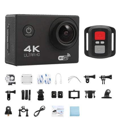 4K Sports Action Camera 30M Waterproof Black