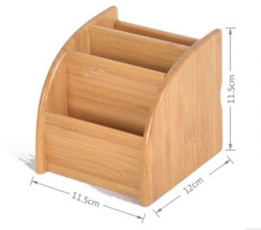 3 Grid Bamboo Remote Control Storage Box Stationery Remote Control Headphone Cable Cell Phone Desktop Storage Box Organizer