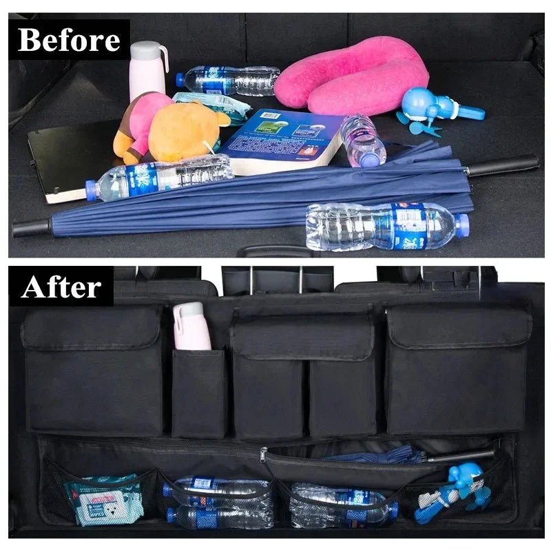 Back Seat Car Trunk Hanging Storage Bag 9 Pocket Organizer Black