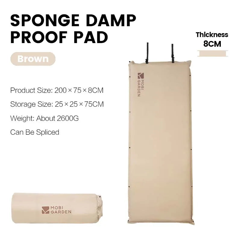 Inflatable Camping Air Mattress Single Sleeping Pad Brown