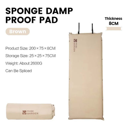 Inflatable Camping Air Mattress Single Sleeping Pad Brown