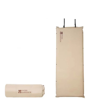 Inflatable Camping Air Mat Single with PU Foam Core Brown