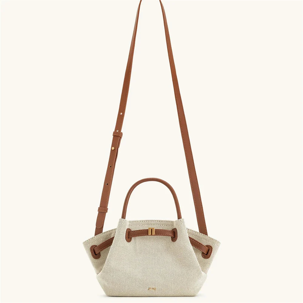 Women's Canvas Brown Mini Crossbody Shoulder Bag (Brown)