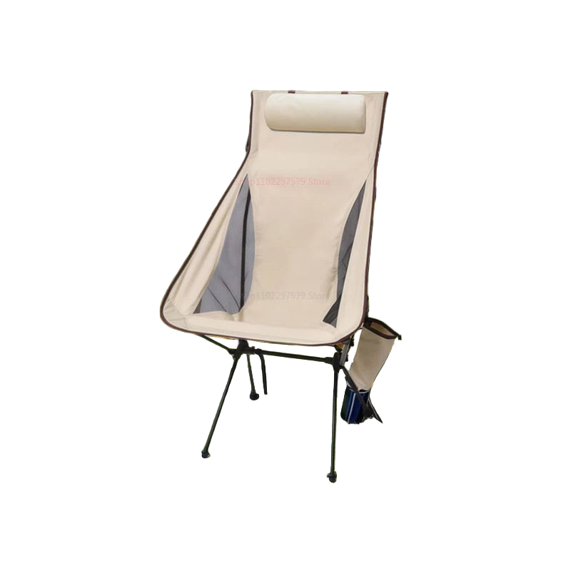 Camping Chair with Headrest Beige