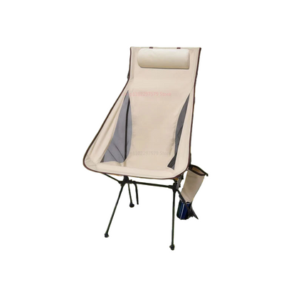 Camping Chair with Headrest Beige