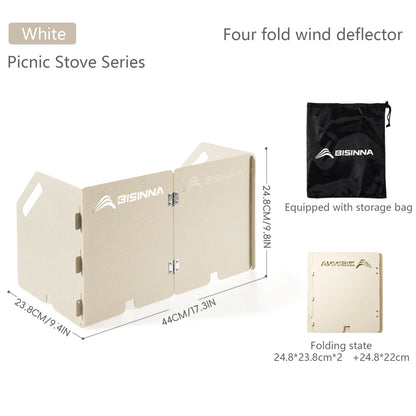 Foldable Carbon Steel Gas Stove Windshield Screen White