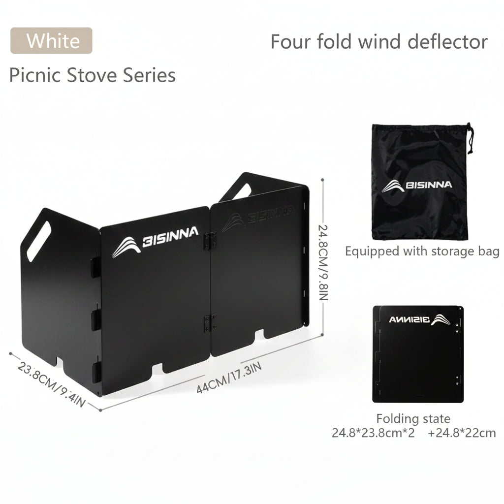 Foldable Carbon Steel Gas Stove Windshield Screen White