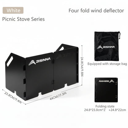 Foldable Carbon Steel Gas Stove Windshield Screen White