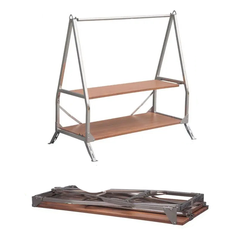 Portable Folding Outdoor Camping Storage Shelf 304 Stainless Steel Silver