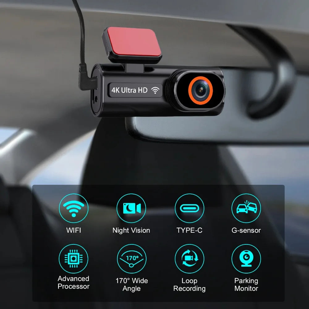 4K Dual Lens Dash Cam with Night Vision