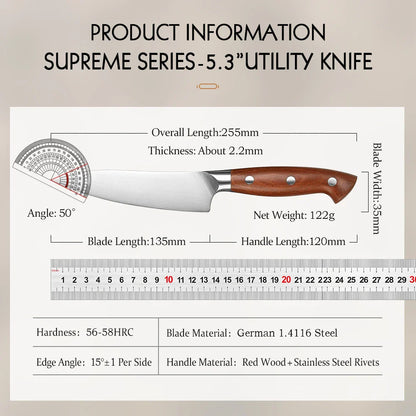5.3-Inch Steel Utility Knife – Precision Kitchen Knife Brown
