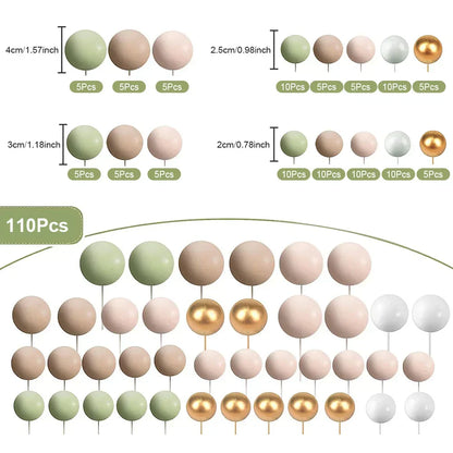 110-Piece Matcha Green Cake Cupcake Topper DIY Mini Balls Baking Decoration Set