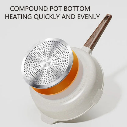 26cm Non-Stick Natural Medical Stone Frying Pan White