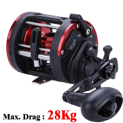 rolling Drum Fishing Reel 28kg Max DragRight Hand Red