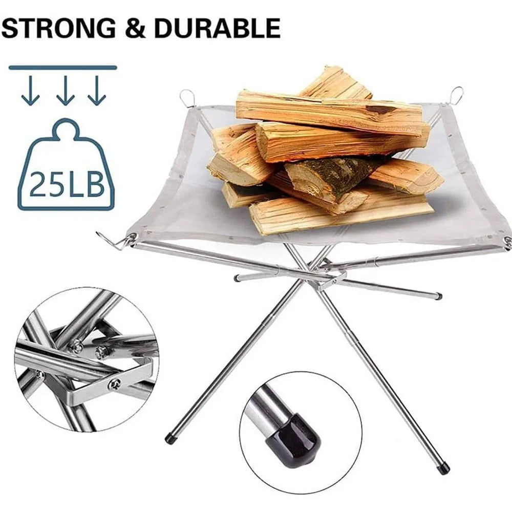 Foldable Stainless Steel Mesh Fire Pit Rack
