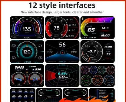 AD Digital Car HUD GPS OBD2 Head Up Display with Slope Meter Black