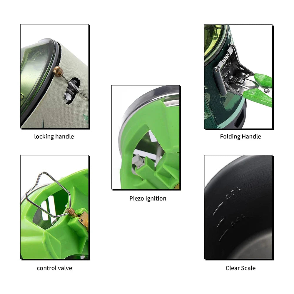 Compact Camping Gas Burner Cooking System Green
