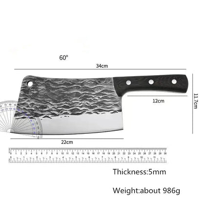 1KG Handmade Forged Chopping Knife 5mm Thick Bone Cleaver Black