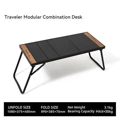 Camping IGT Folding Portable Wood And Grill Table Black