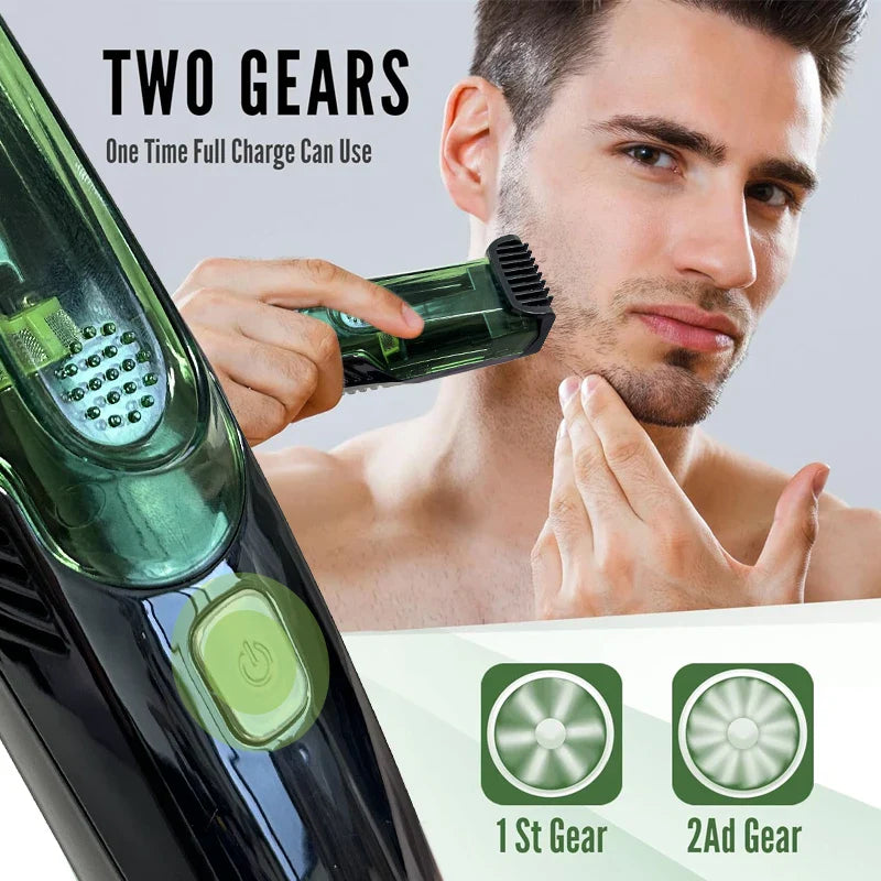 Cordless Beard Trimmer & Electric Shaver 20 Trim Settings Green