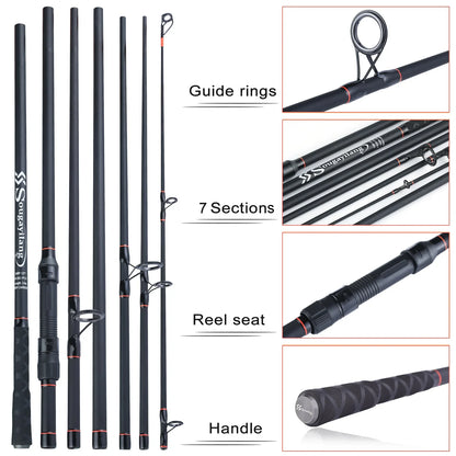 3.6M Portable Carbon Fiber Carp Spinning Rod Black