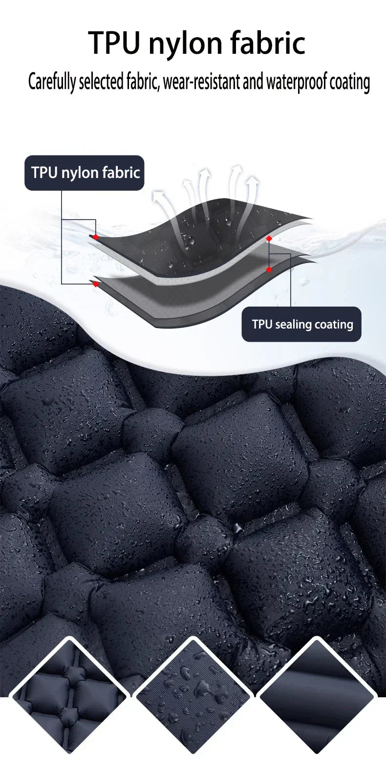 Outdoor Ultralight Camping Sleeping Pad with Built-in Pump and Headrest