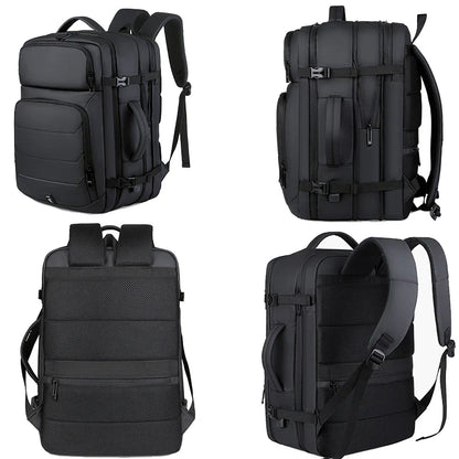 Expandable 17-Inch Laptop Backpack for Men 11 Pockets Black