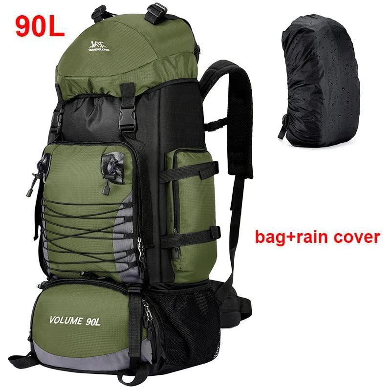 90L Tactical Camping Backpack Military-Style Green