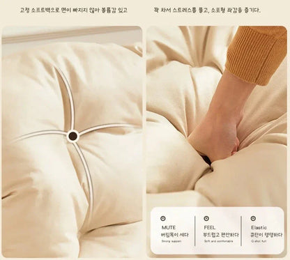 Convertible Foldable Lounger Sofa Bed - Beige Water-Resistant Lazy Chair Sleeper