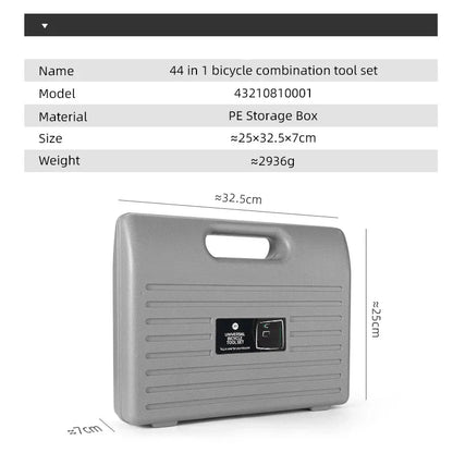 44-in-1 Professional Bicycle Repair Tool Kit Multifunction Grey