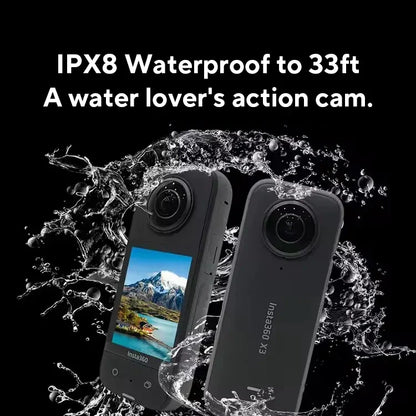 Action Camera  8K Video Dual Image Stabilization Black