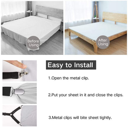 4Pcs/Set Elastic Bed Sheet Grippers Belt