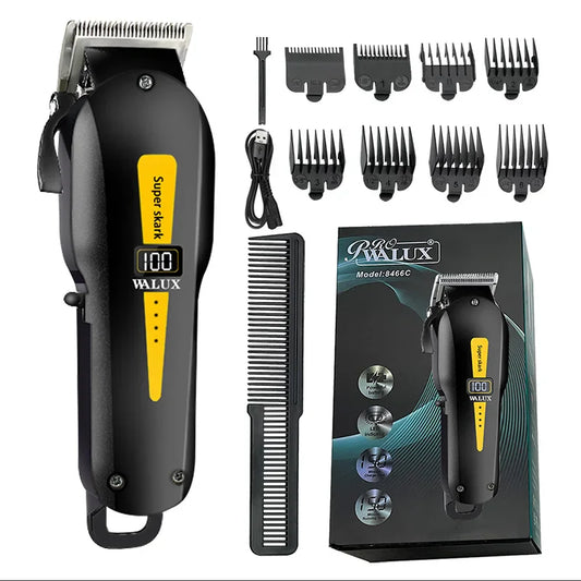 Barber Hair Clipper USB Rechargeable Trimmer with LCD Display Black