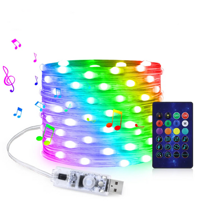 20M Dream Color USB 5V LED String Lights - Bluetooth Music APP RGBIC Addressable Fairy Lights