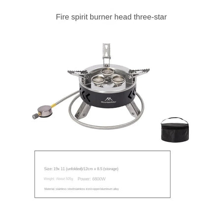 Camping Gas Stove 6800W Three-Star Black