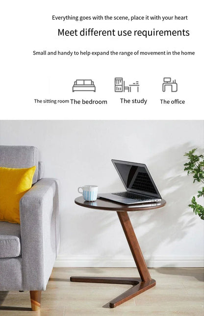 House Faction Solid Wood Edge Sofa Side Table - Walnut Finish