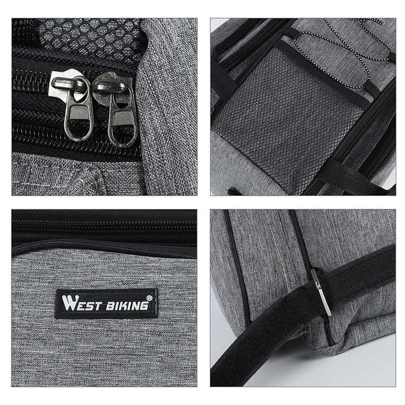 Expandable Rear Rack Bike Bag Trunk Pannier Grey