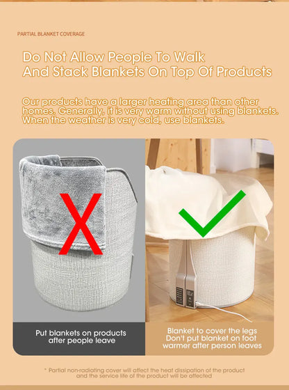 Portable Electric Foot Warmer Heater - Adjustable Thermostat, Foldable Design, 165W, Grey