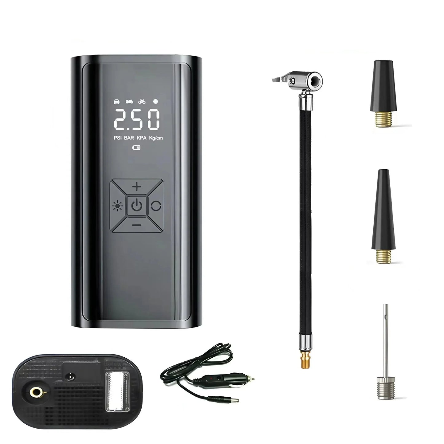 120W Wireless Handheld Air Compressor Portable Digital Tire Inflator Black