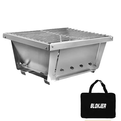 304 Stainless Steel Folding BBQ Grill Camping Stove Silver