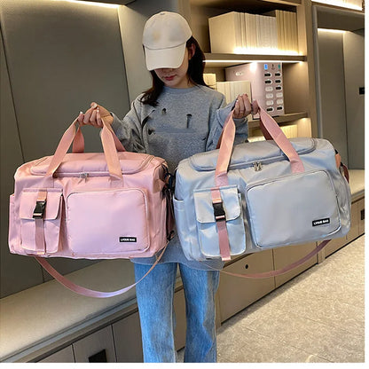 Travel Handbag Dry And Wet Separation Convertible Design Pink