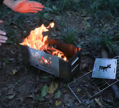 Portable Windproof Wood Stove Camping Grill And Gas Burner